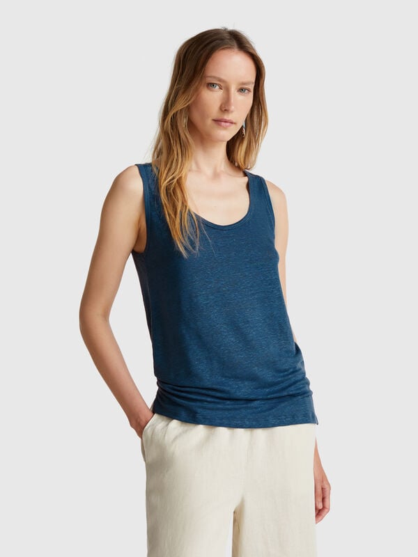 Camiseta de tirantes de puro lino Mujer