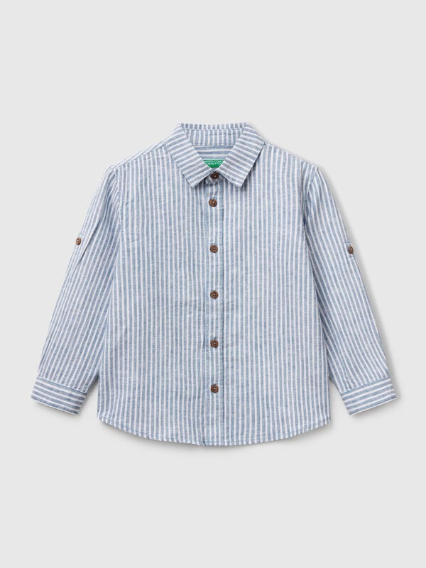 Camisa mezcla lino rayas Niño