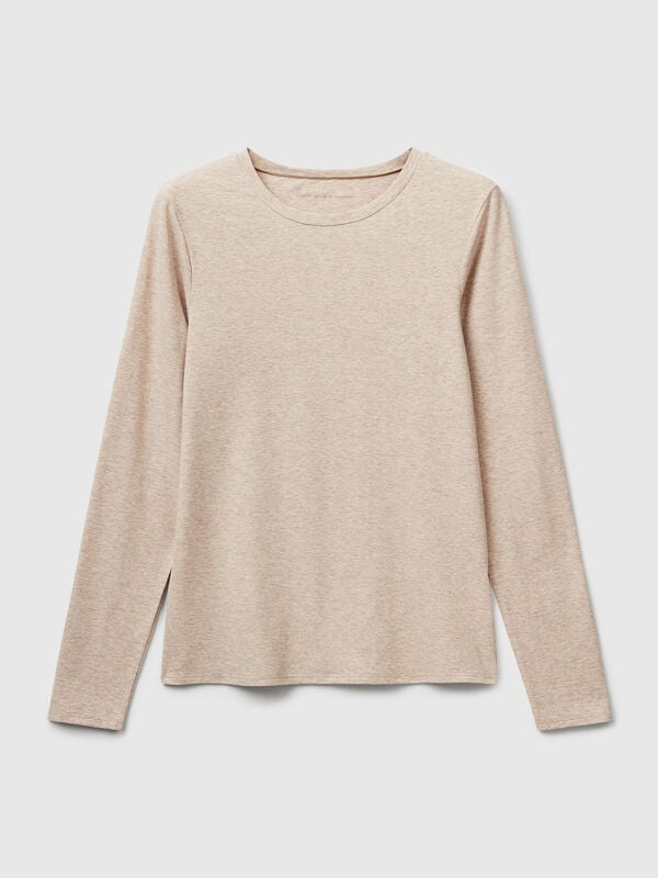 Camiseta de manga larga de algodón súper elástico Mujer