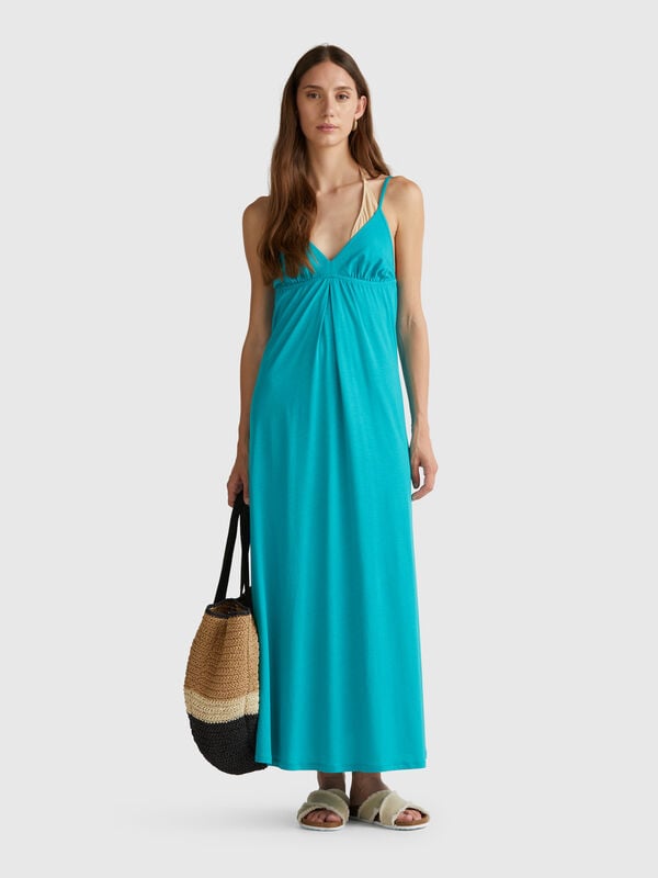 Vestido mezcla de algodón y viscosa Mujer