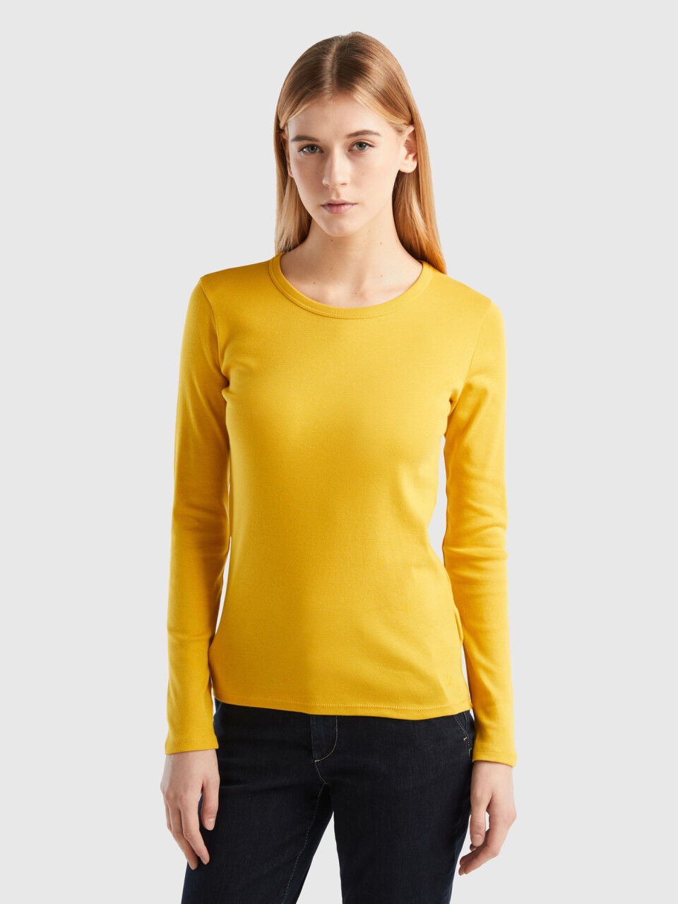 Camisetas basicas algodon best sale manga larga mujer
