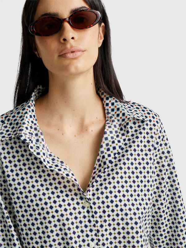 Camisa estampada en algodón ligero Mujer
