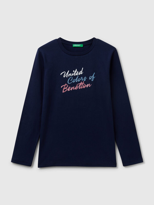 Camiseta de manga larga con estampado de glitter Niña