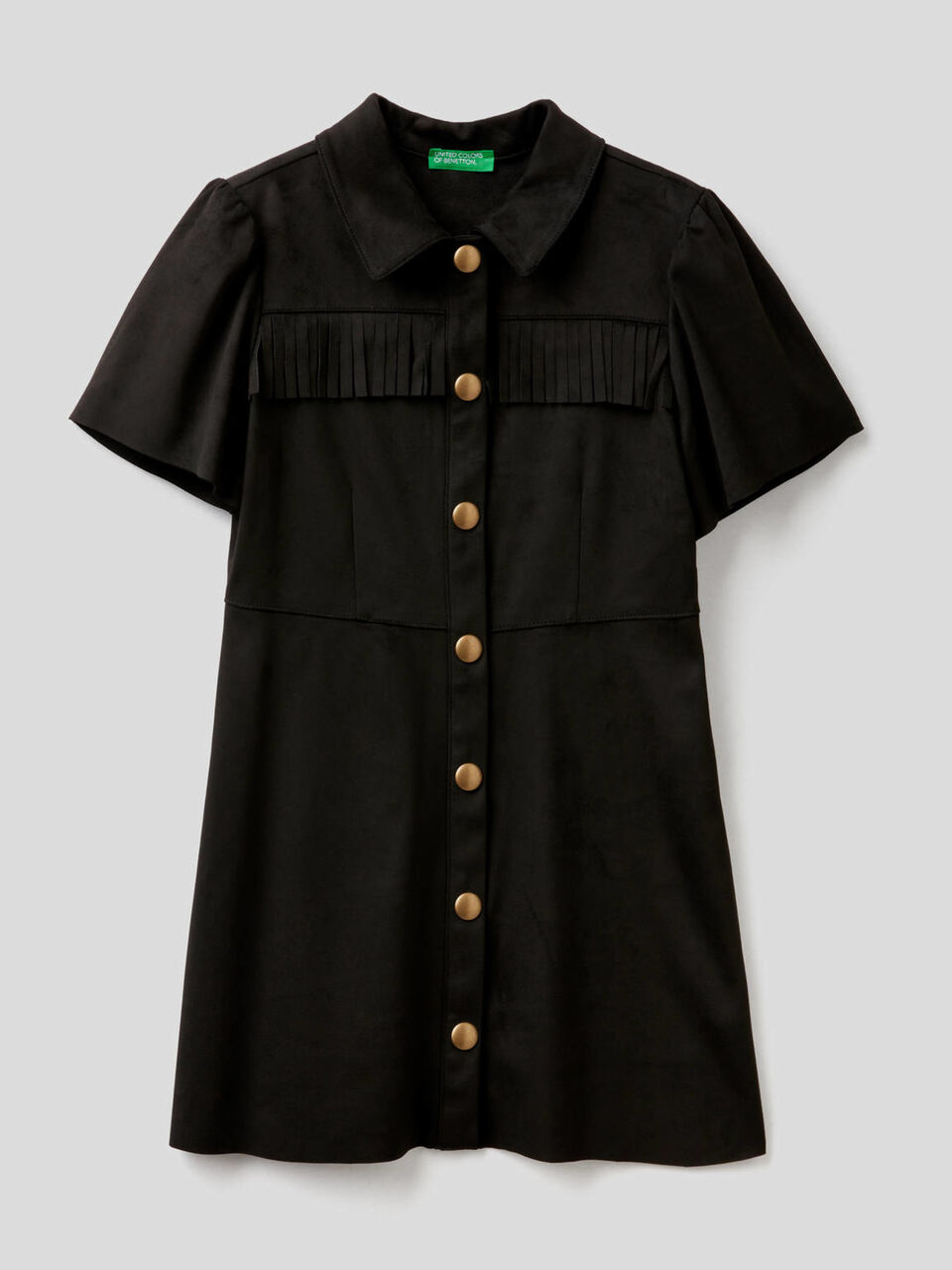 Vestido camisero con flecos image number 1