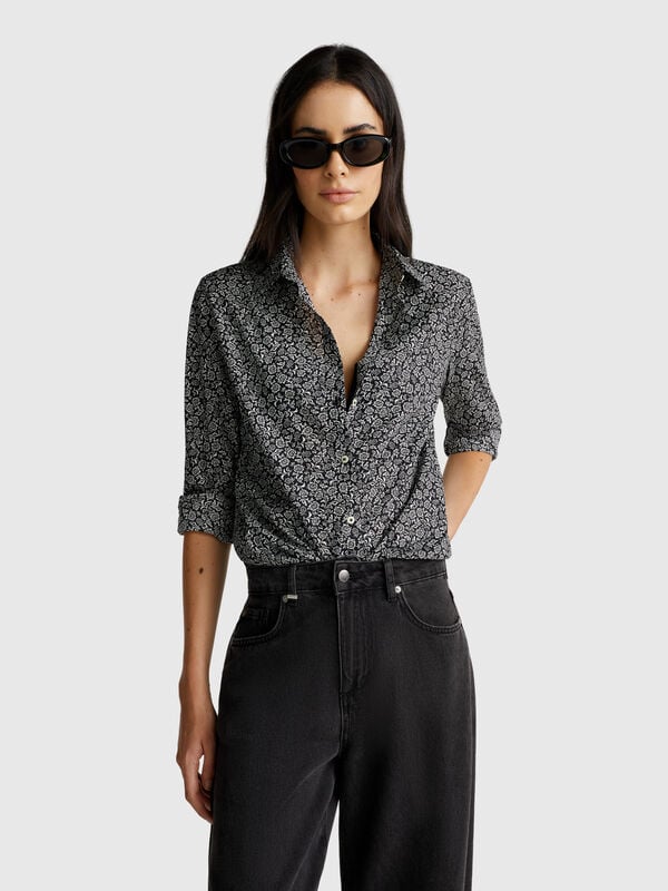 Camisa estampada en algodón ligero Mujer