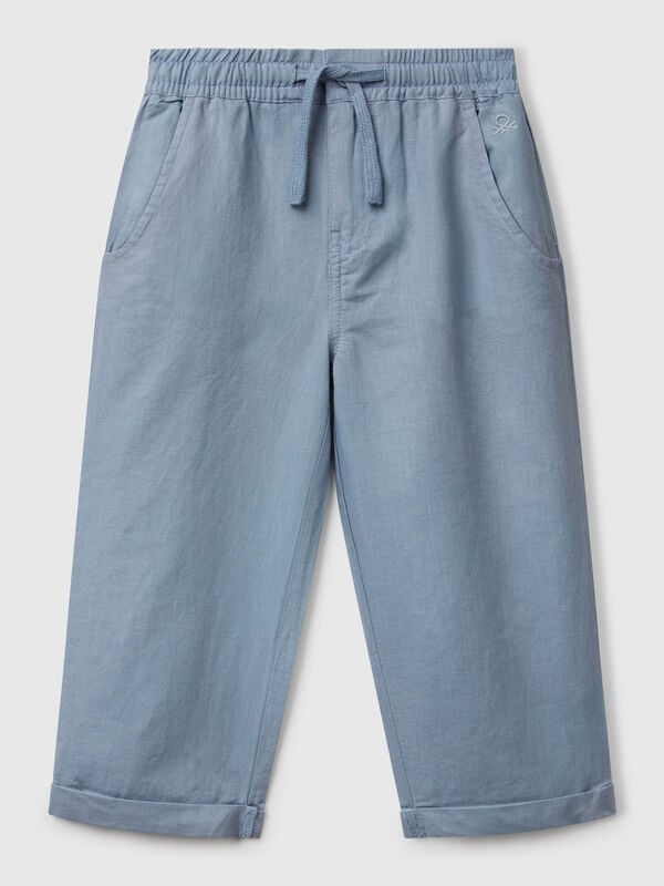 Pantalón mezcla de lino con cordón Niño