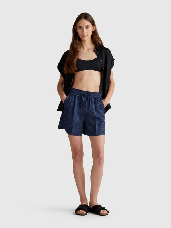 Shorts de lino estampados Mujer