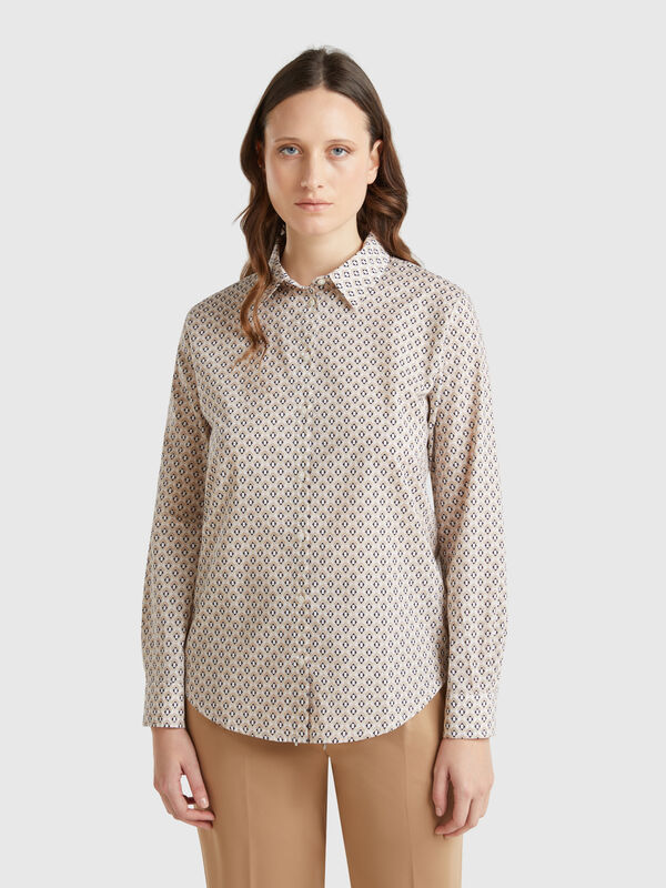 Camisa beige estampada Mujer