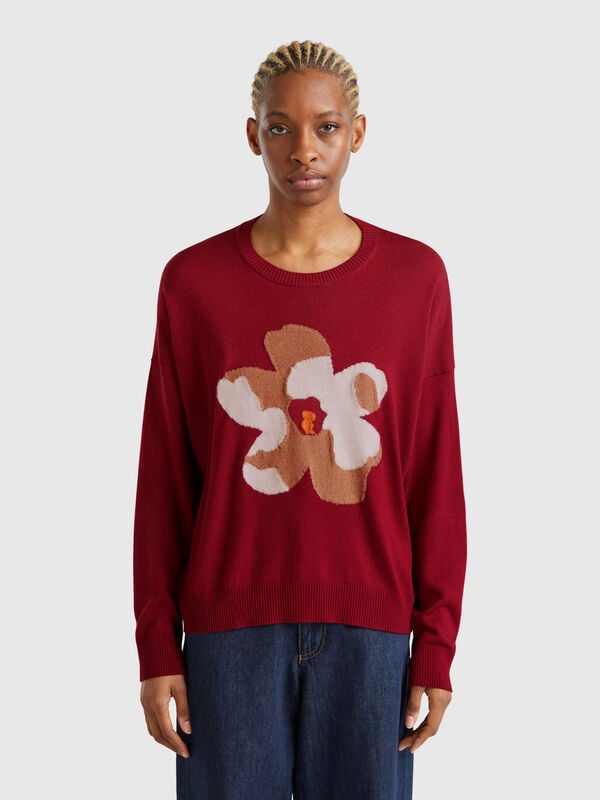 Jersey con incrustaciones florales Mujer