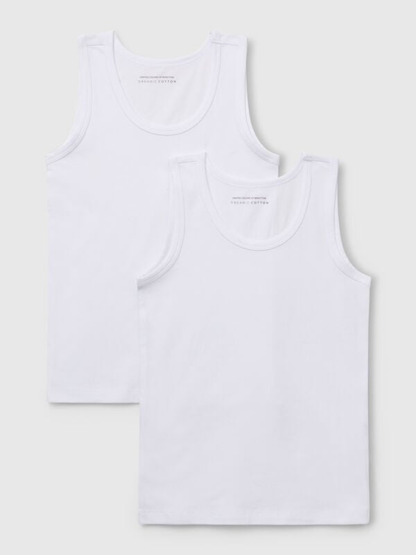Dos camisetas sin mangas elásticas de algodón orgánico Niño