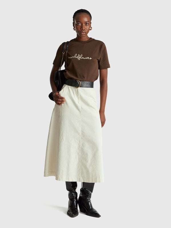 Falda midi de terciopelo Mujer