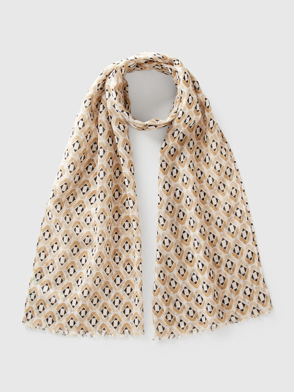 Bufanda beige estampada Mujer