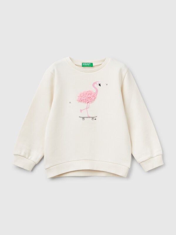 Sudadera con aplicación efecto pétalo Niña