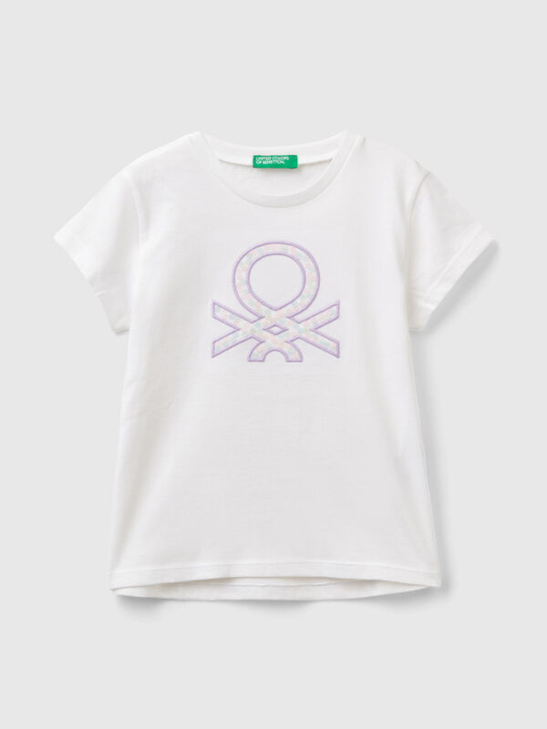 Camiseta de algodón orgánico con bordado de logotipo Niña