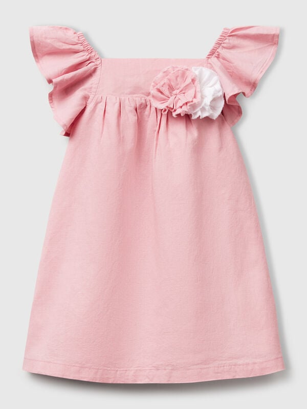 Vestido sin mangas con aplicación de flores Niña
