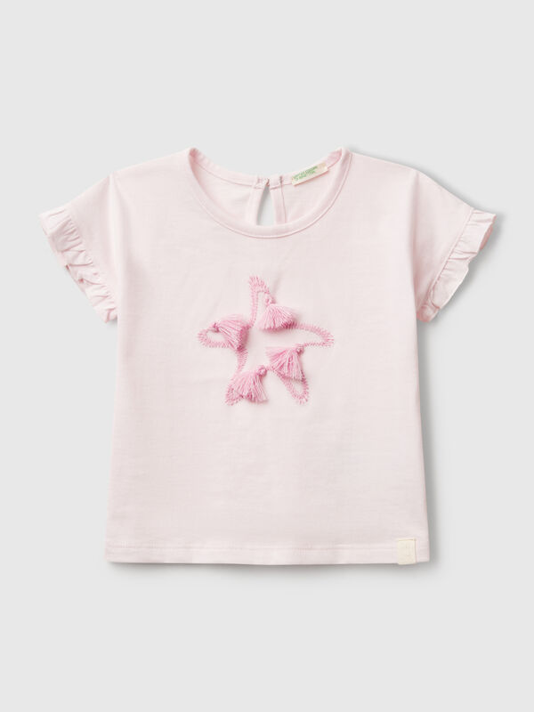 Camiseta con bordado y borlas Recién nacidos