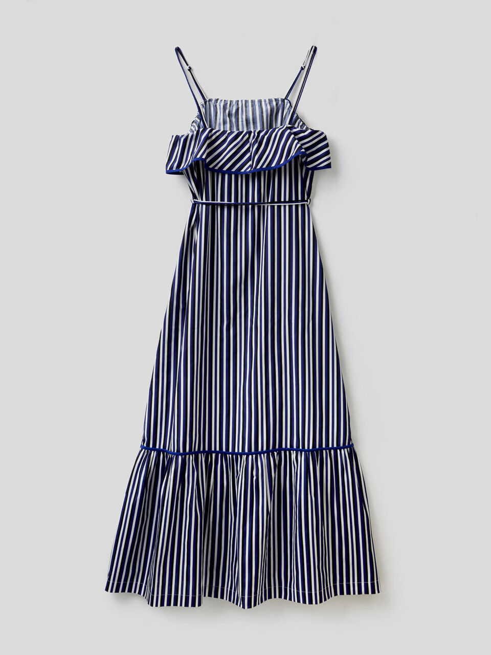 Maxivestido de rayas con volantes image number 2