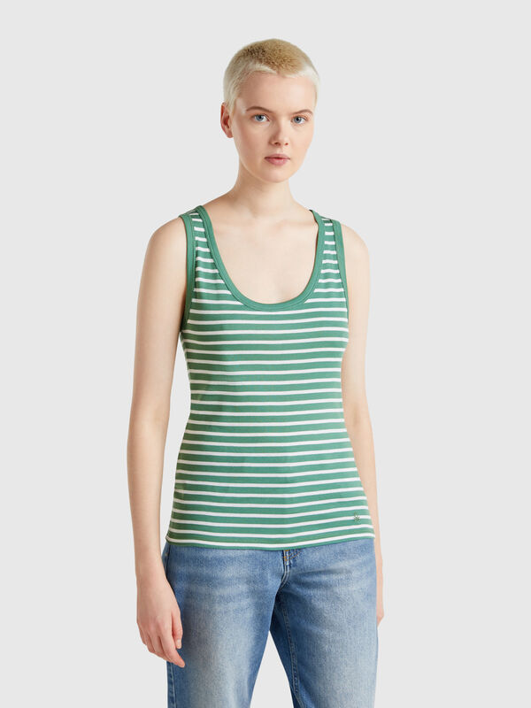 Camiseta de tirantes 100% algodón a rayas Mujer