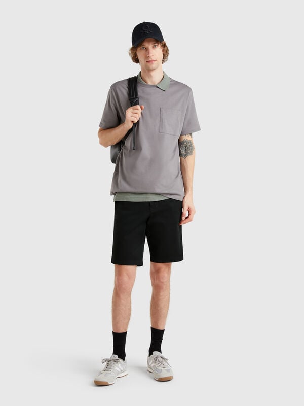 Bermudas chinos de algodón elástico Hombre