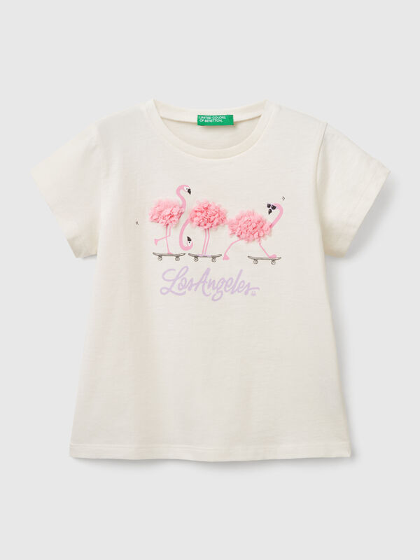 Camiseta con aplicación efecto pétalo Niña