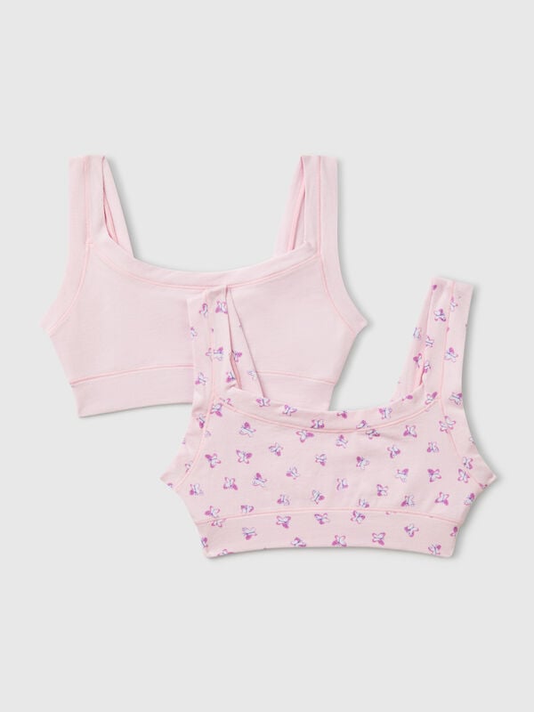 Dos bralettes de algodón súper elástico Niña