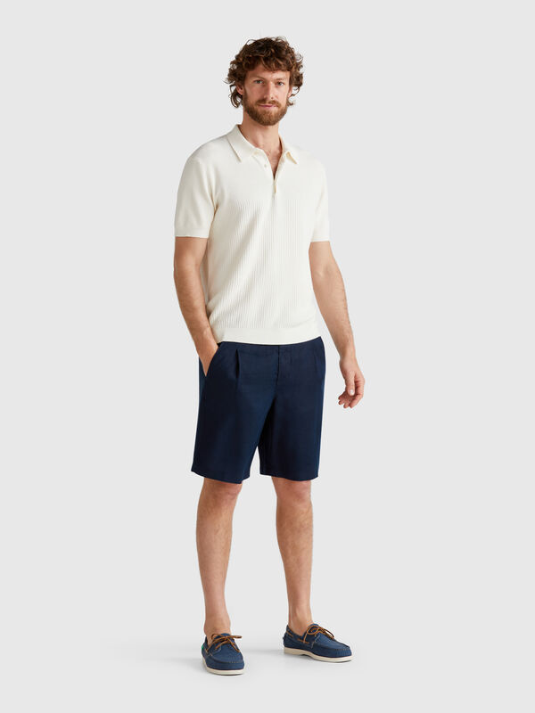Bermudas con cordón de puro lino Hombre