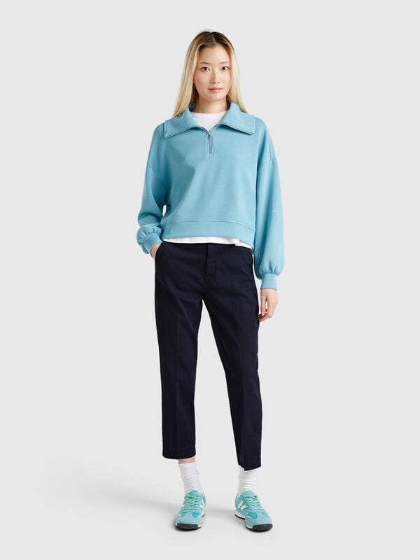 Chinos cropped de algodón elástico Mujer