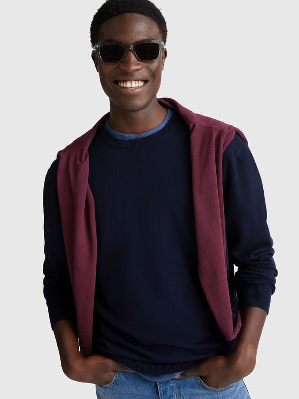 Suéter de cuello redondo 100% algodón Hombre