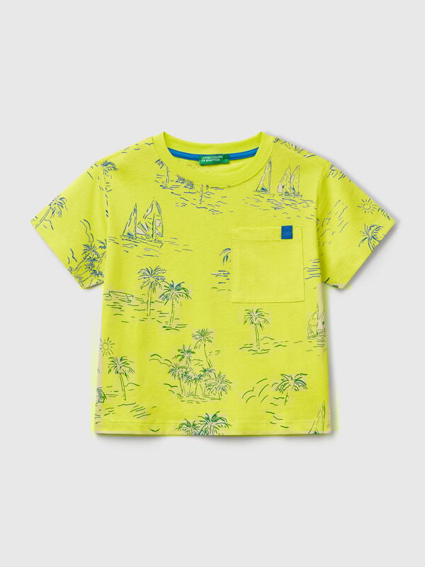 Camiseta over fit con estampado de mar Niño