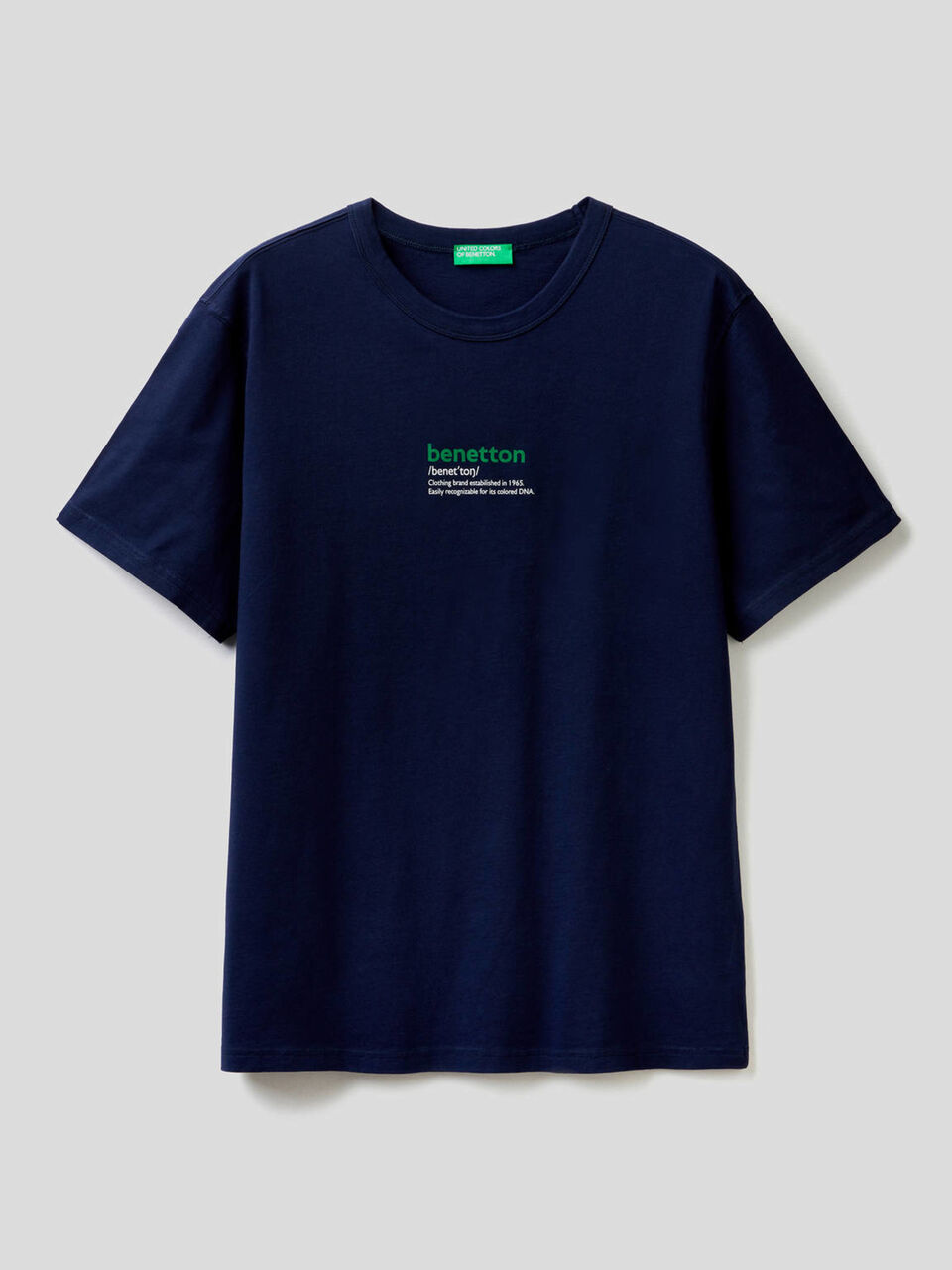 Camiseta azul oscuro de 100 % algodón con estampado image number 1