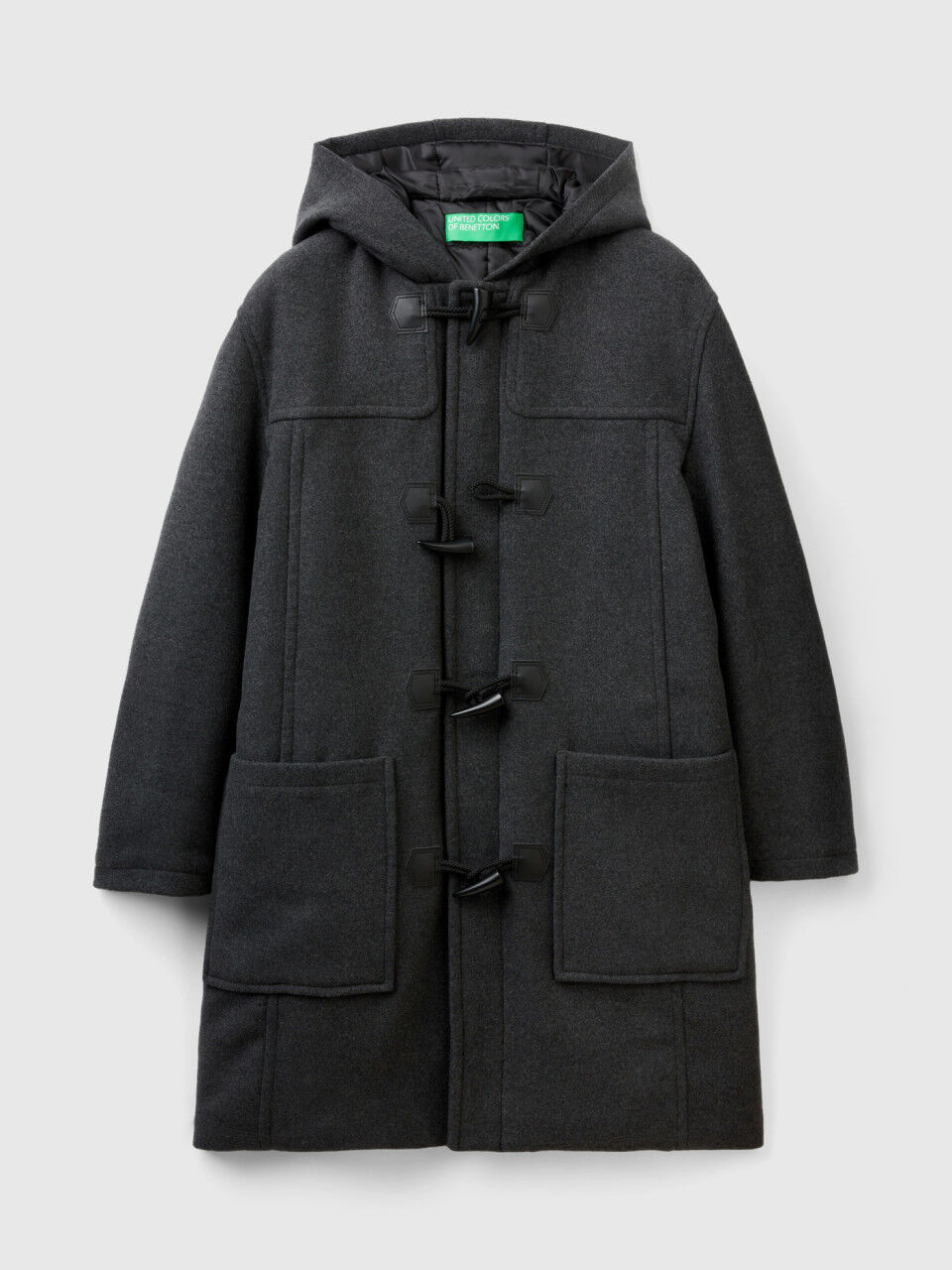 Trenca de lana mixta Negro Benetton