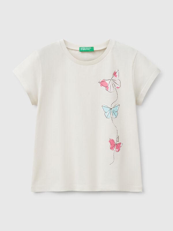 Camiseta de algodón con purpurina Niña