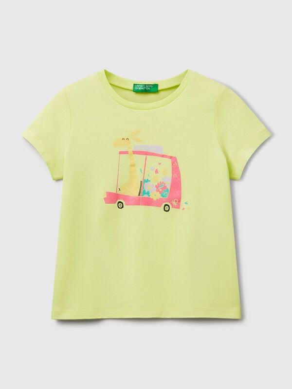 Camiseta regular fit con purpurina Niña