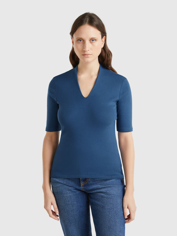 Camiseta slim fit de algodón de fibra larga Mujer