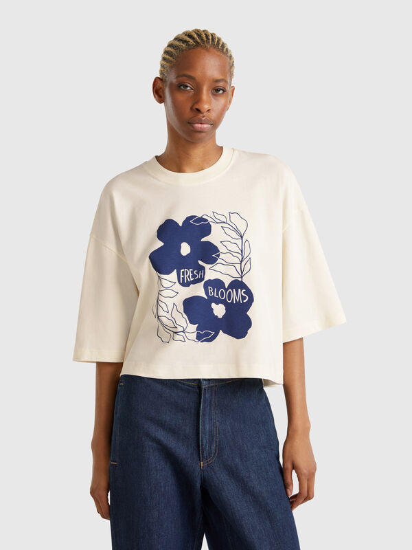 Camiseta con estampado de flores Mujer