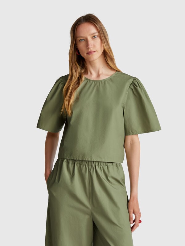 Blusa evasé con mangas con volantes Mujer