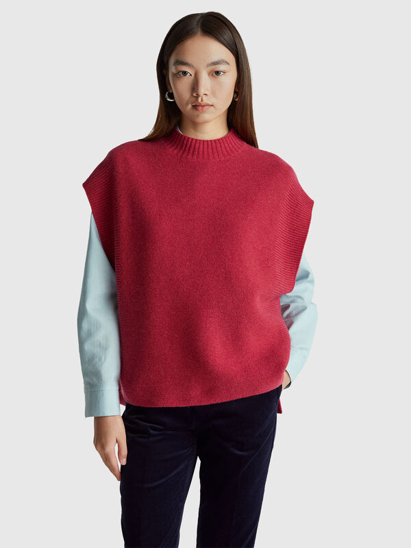 Chaleco de cuello alto de mezcla de lana Mujer