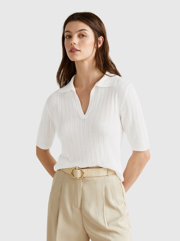 Polo de punto de manga corta Mujer