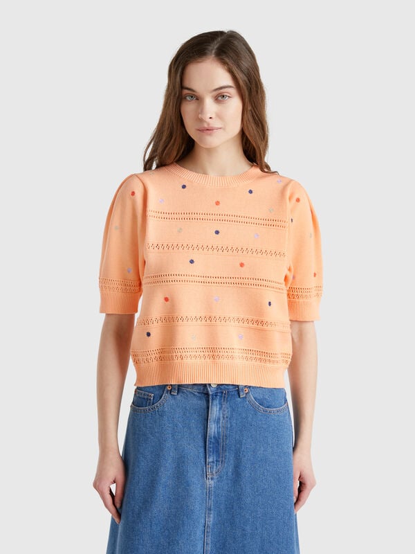 Jersey con flores bordadas Mujer