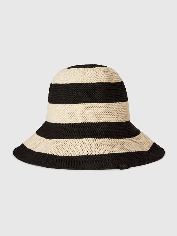 Sombrero a rayas blanco y negro Mujer
