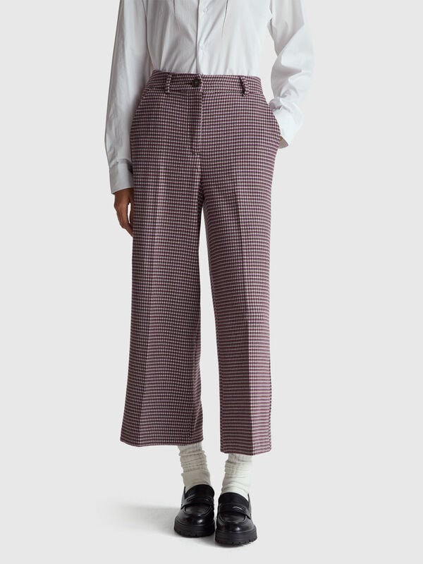 Pantalones anchos de pata de gallo Pantalones anchos de pata de gallo Mujer