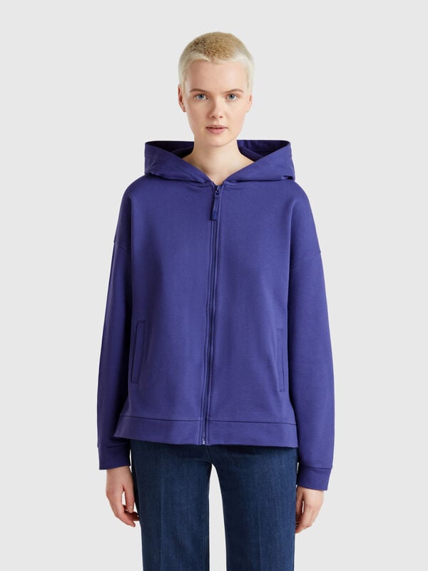 Sudadera 100% algodón con cremallera y capucha. Mujer
