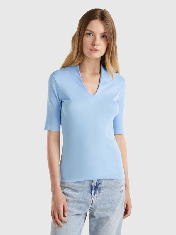 Camiseta slim fit de algodón de fibra larga Mujer