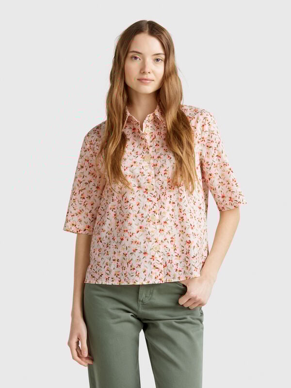 Camisa estampada de algodón ligero Mujer