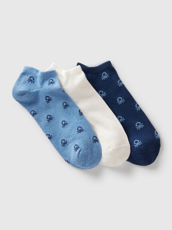 Tres pares de calcetines en mezcla de algodón elástico