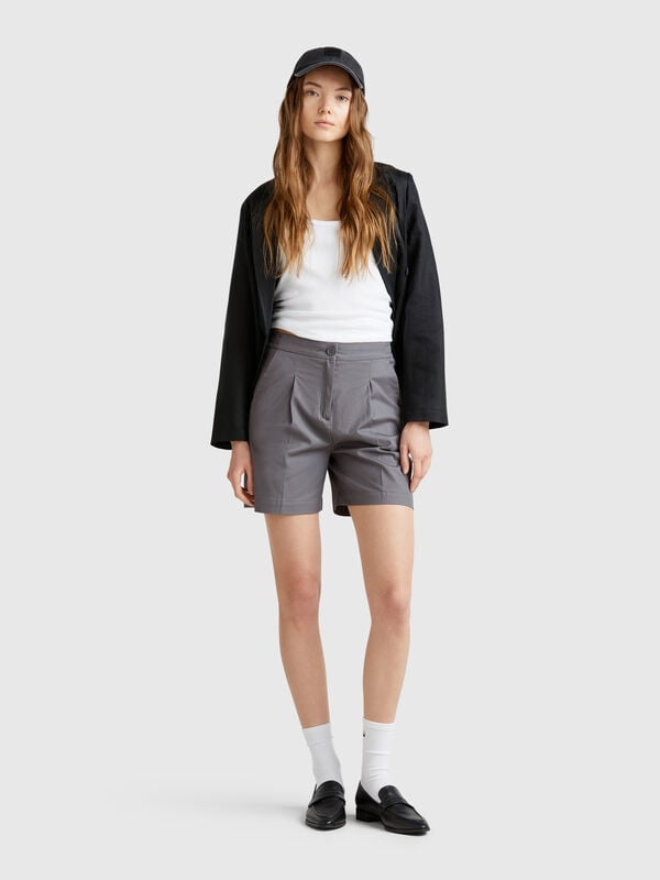 Bermudas de algodón elástico Mujer