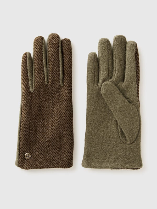 Guantes con textura de espiga Mujer