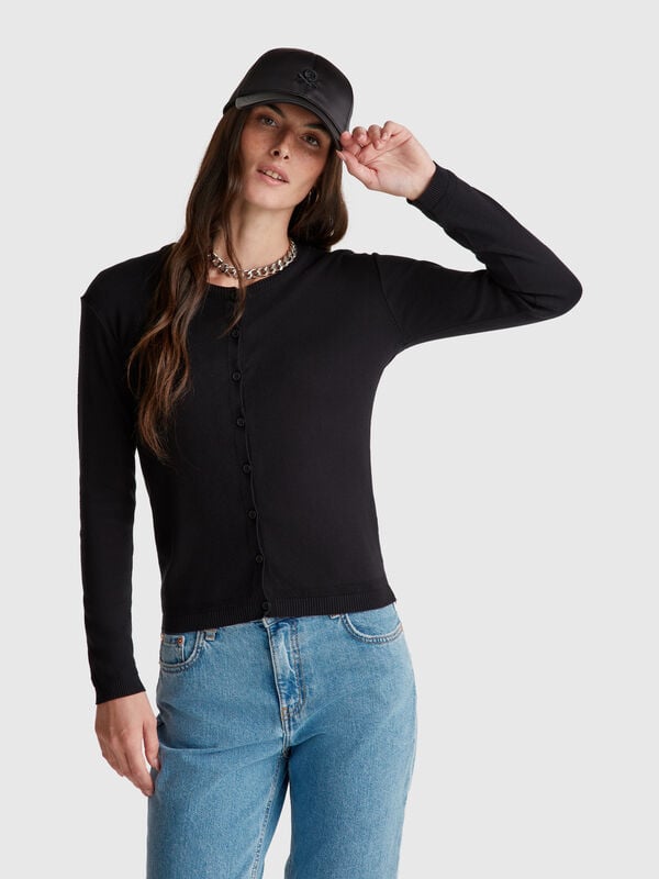 Cárdigan negro 100% algodón Mujer