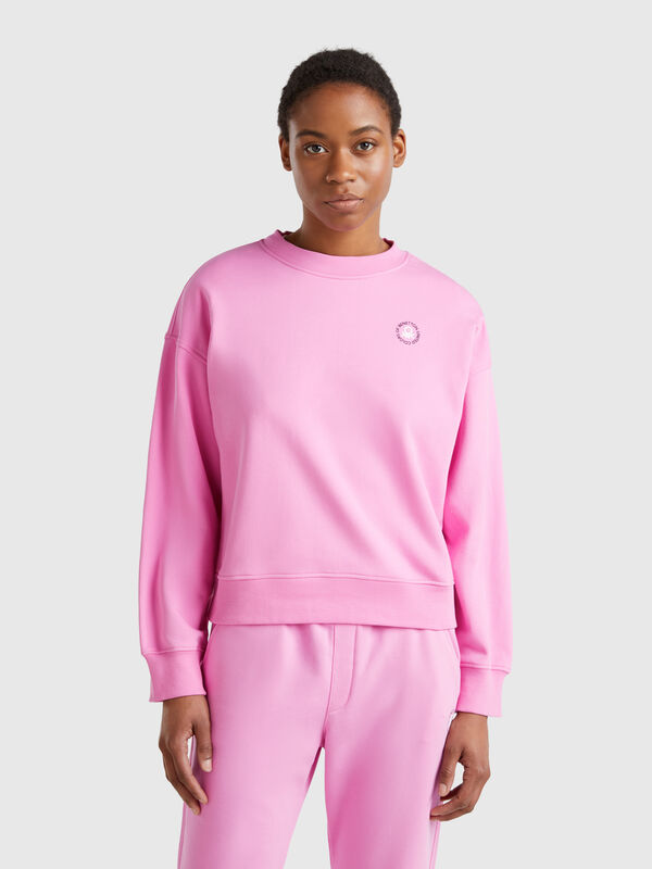 Sudadera con cuello redondo en mezcla de algodón Mujer