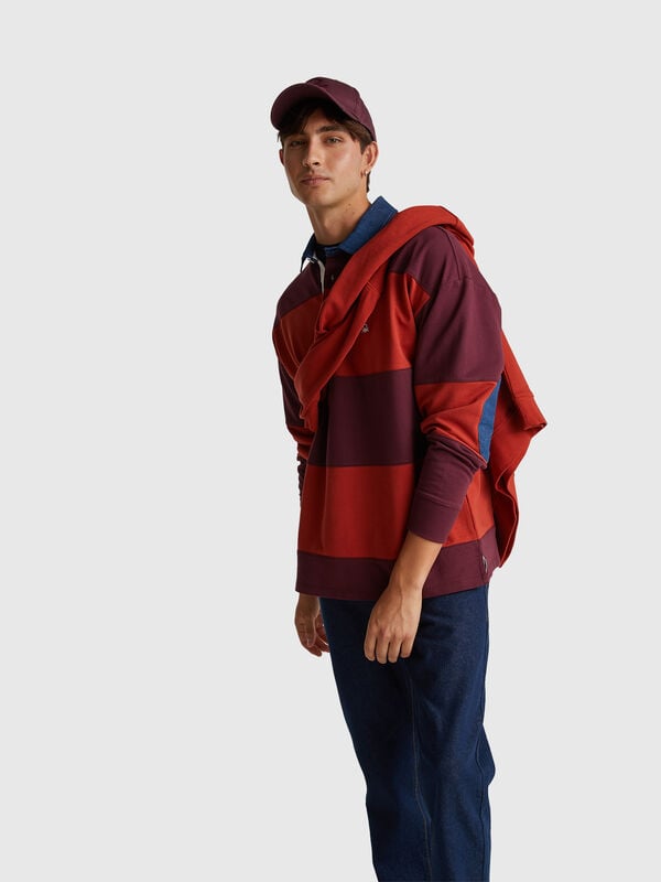 Polo de rugby de polar a rayas Hombre